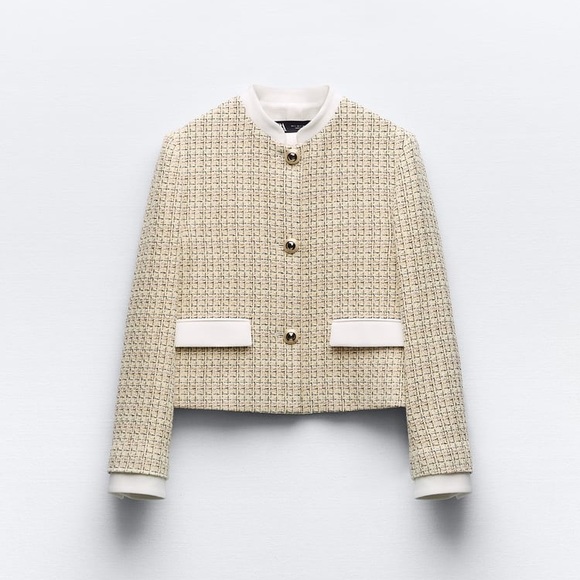 Boucle Blazer Yellow Tweed Jacket Zara Zara Textured Yellow Tweed
